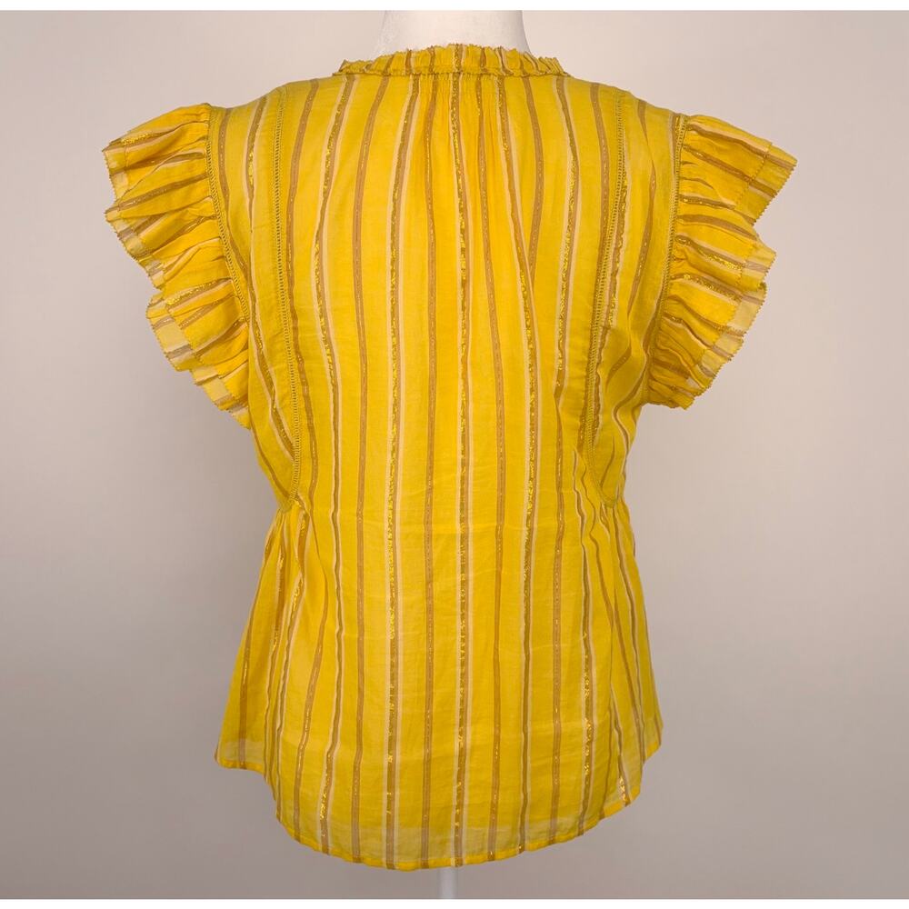 Apiece Apart Maria Del Mar Top in Yellow Metallic Stripe Size 4 - Picture 4 of 12